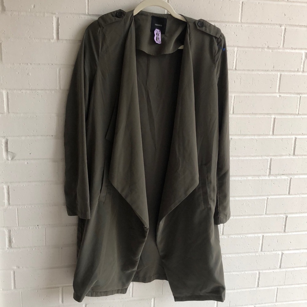 Forever 21 Crepe Open Front Jacket